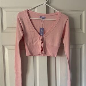 Pink Cropped Cardigan Top